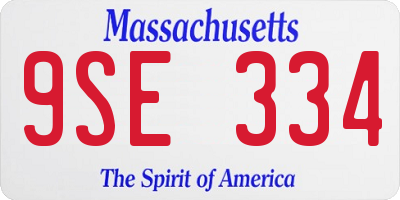 MA license plate 9SE334