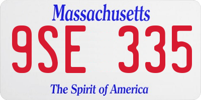 MA license plate 9SE335