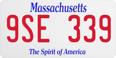 MA license plate 9SE339