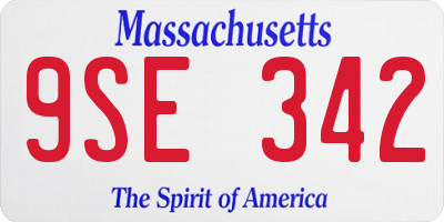 MA license plate 9SE342