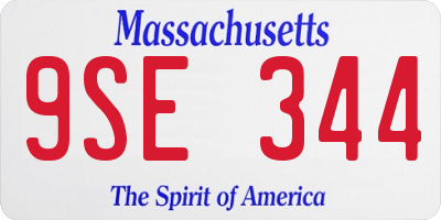 MA license plate 9SE344