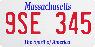 MA license plate 9SE345