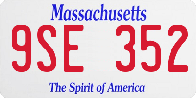 MA license plate 9SE352