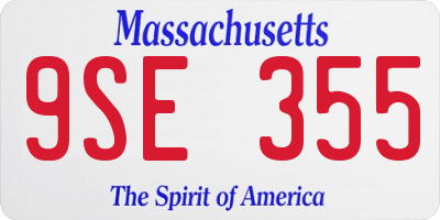 MA license plate 9SE355