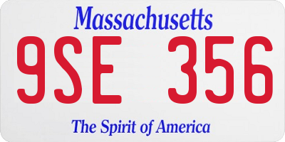 MA license plate 9SE356