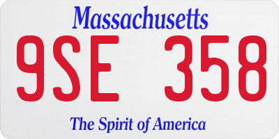 MA license plate 9SE358