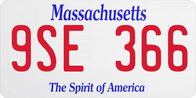 MA license plate 9SE366