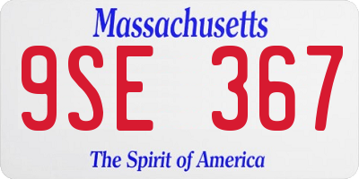 MA license plate 9SE367