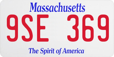 MA license plate 9SE369