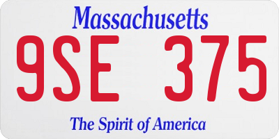 MA license plate 9SE375