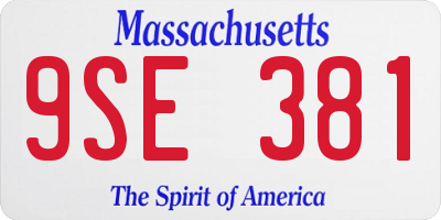 MA license plate 9SE381