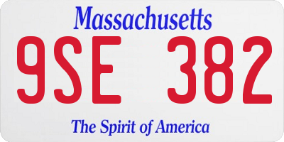 MA license plate 9SE382