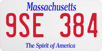 MA license plate 9SE384