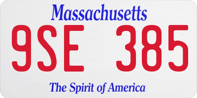 MA license plate 9SE385