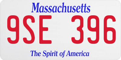 MA license plate 9SE396