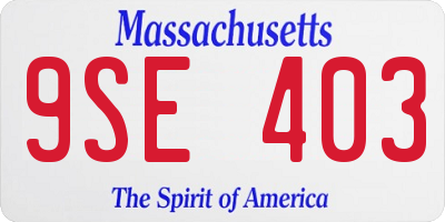 MA license plate 9SE403