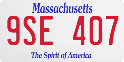 MA license plate 9SE407