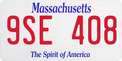 MA license plate 9SE408