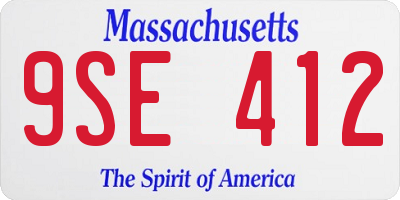 MA license plate 9SE412