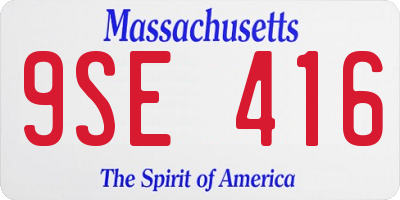 MA license plate 9SE416