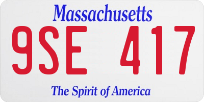 MA license plate 9SE417