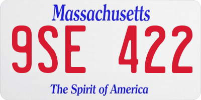 MA license plate 9SE422