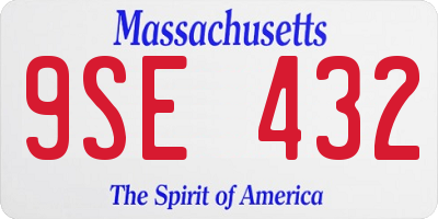 MA license plate 9SE432