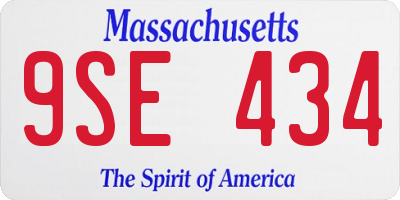 MA license plate 9SE434