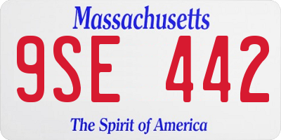MA license plate 9SE442