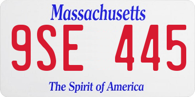 MA license plate 9SE445