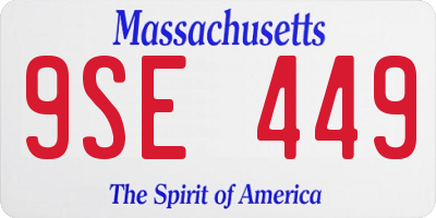 MA license plate 9SE449