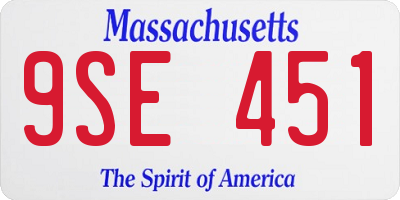 MA license plate 9SE451
