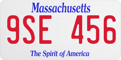 MA license plate 9SE456