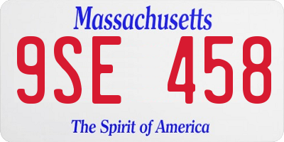 MA license plate 9SE458