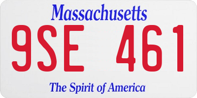 MA license plate 9SE461