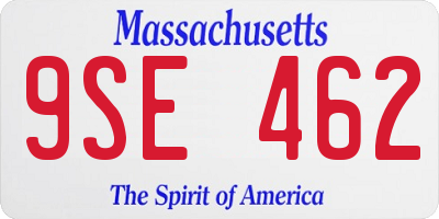 MA license plate 9SE462
