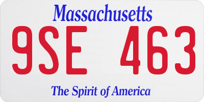 MA license plate 9SE463