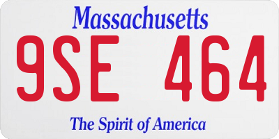 MA license plate 9SE464