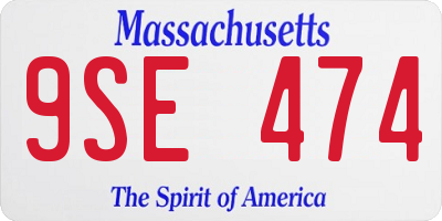 MA license plate 9SE474