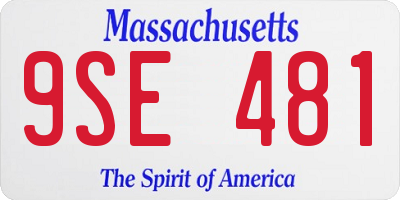MA license plate 9SE481