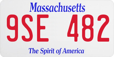 MA license plate 9SE482
