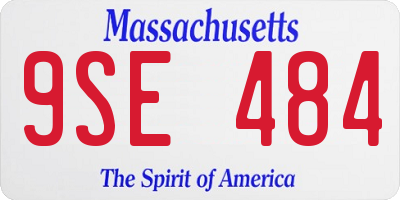 MA license plate 9SE484