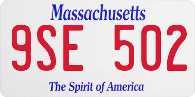 MA license plate 9SE502