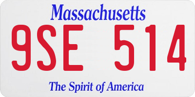 MA license plate 9SE514