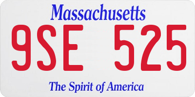 MA license plate 9SE525