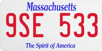 MA license plate 9SE533