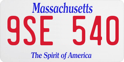 MA license plate 9SE540