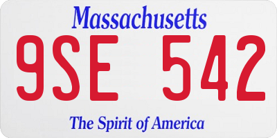 MA license plate 9SE542