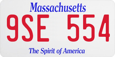 MA license plate 9SE554