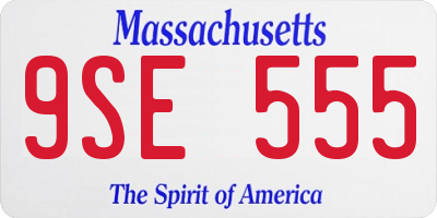MA license plate 9SE555